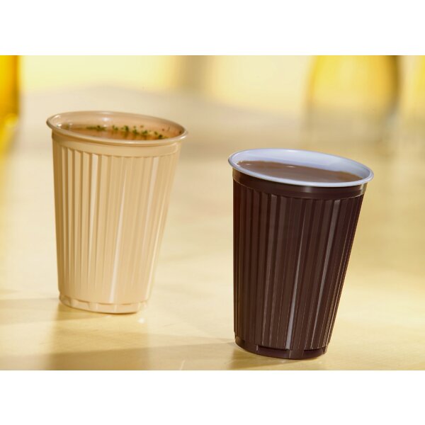 STARPAK Kunststoff-Thermobecher, 0,18 l, braun/weiss, 100er