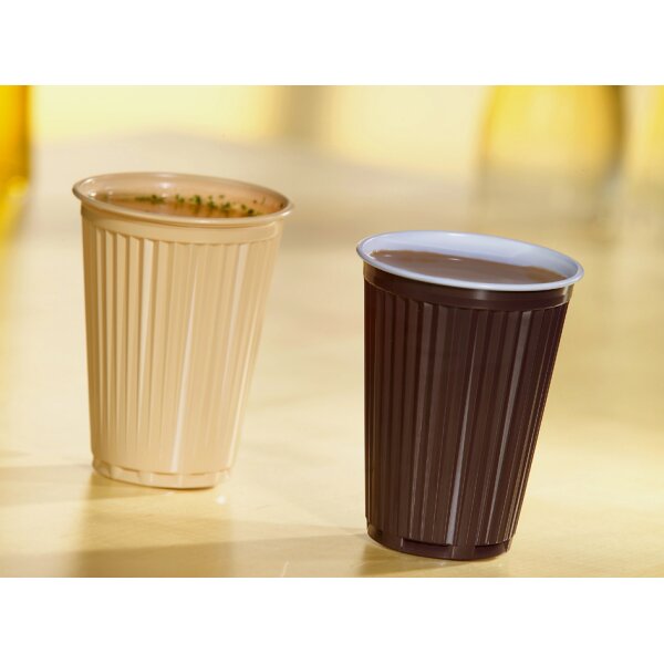 STARPAK Kunststoff-Thermobecher, 0,18 l, braun/weiss, 100er