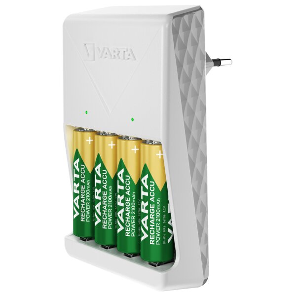 VARTA Chargeur Plug Charger, équipé de AA, blanc