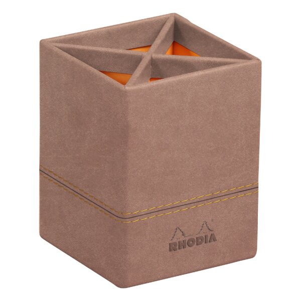 RHODIA Pot à crayons, en similicuir, taupe