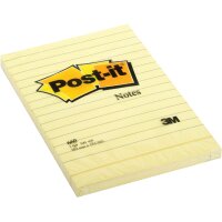 Post-it Haftnotizen notes, 101 x 152 mm, liniert, gelb