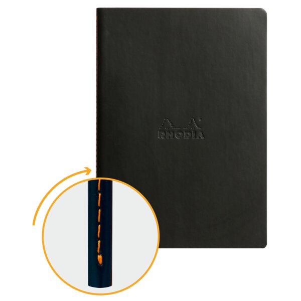 RHODIA Carnet piqûre textile RHODIARAMA, A5, ligné, saphir