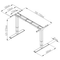 DIGITUS Piètement de table réglable en hauteur, noir