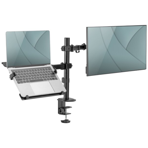 DIGITUS Monitorhalterung mit Notebookablage, schwarz