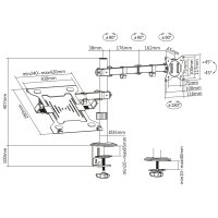 DIGITUS Support universel pour écran et laptop, noir