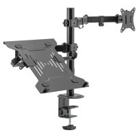 DIGITUS Monitorhalterung mit Notebookablage, schwarz
