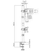 DIGITUS Support double écran universel, vertical,...