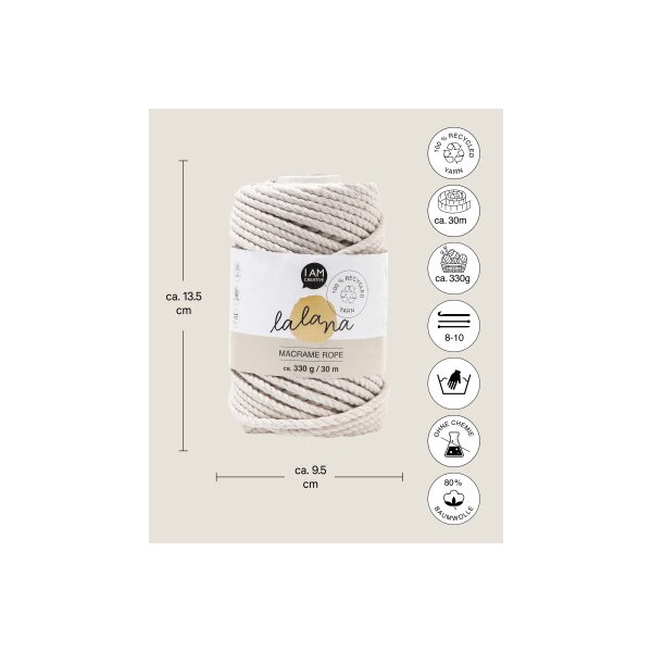 I AM CREATIVE Macrame Rope 6205.29 stone 5mm, 330g