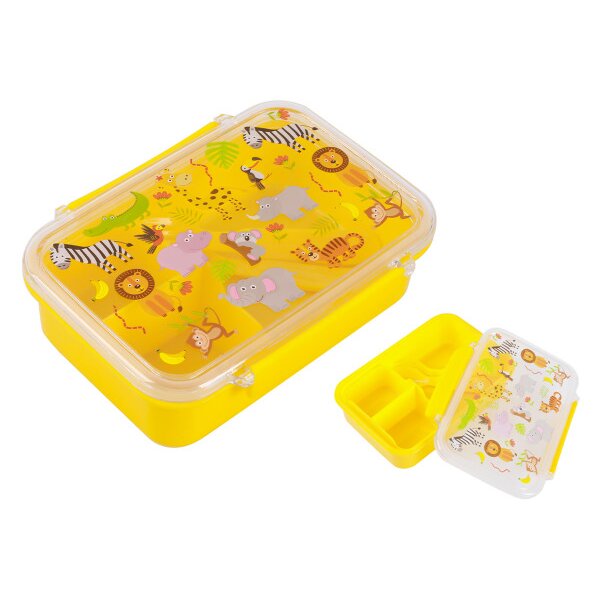 I-DRINK Lunch Box with spoon + fork ID2011 Animals