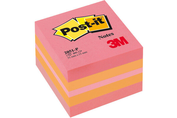 POST-IT Cube Mini Pink 51x51mm 2051-P 3-couleurs ass./400 feuilles