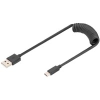 DIGITUS Câble spiralé USB 2.0, USB-A -...