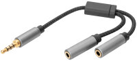 DIGITUS Audio Headset Adapter, 3,5 mm Klinke, schwarz grau