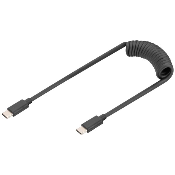 DIGITUS USB 2.0 Spiralkabel, USB-C - USB-C Stecker, 1,0 m