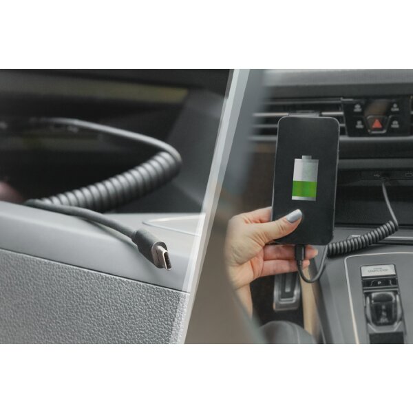 DIGITUS USB 2.0 Spiralkabel, USB-C - USB-C Stecker, 1,0 m