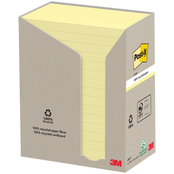 Post-it Haftnotizen Recycling notes, 127 x 76 mm, gelb