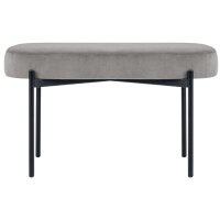 PAPERFLOW Banc oval GAIA, taille M, habillage velours, gris