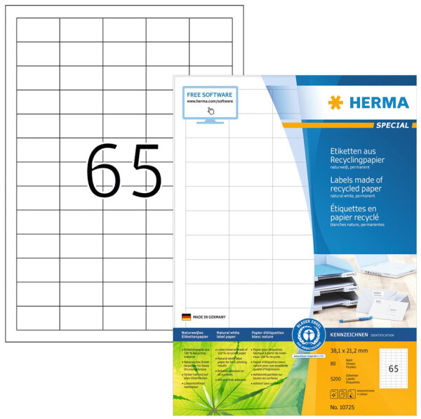 HERMA Étiquette universelle recyclée, 99,1 x 67,7 mm