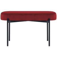 PAPERFLOW Banc oval GAIA, taille M, habillage velours, rouge
