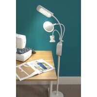 KLEIBER Lampe LED sur pied avec pince & loupe, blanc