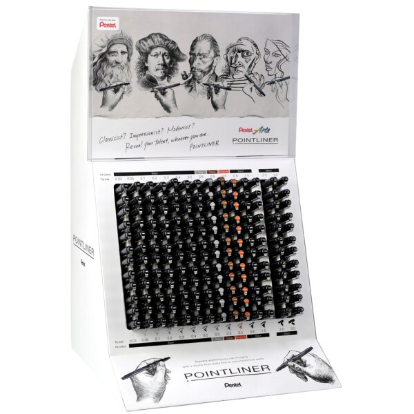PentelArts Permanent Feutre technique Pointliner, présentoir