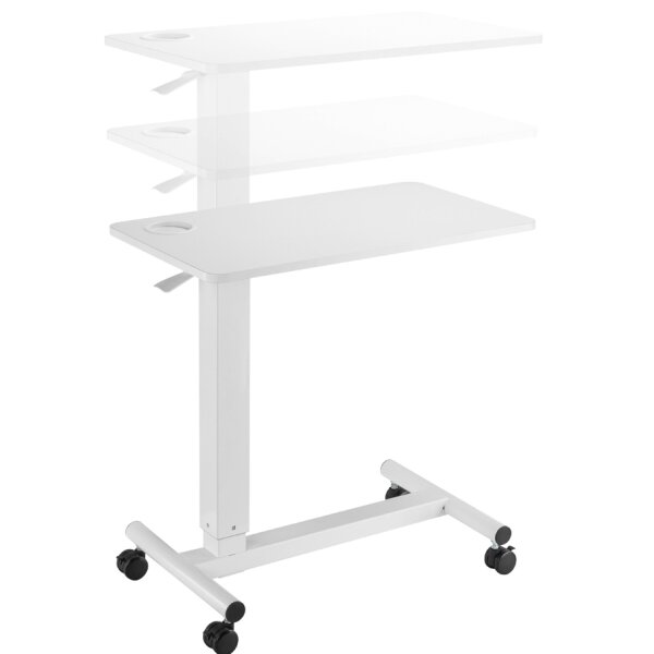 LogiLink Table de lit &agrave; roulettes &agrave; v&eacute;rin &agrave; gaz, blanc