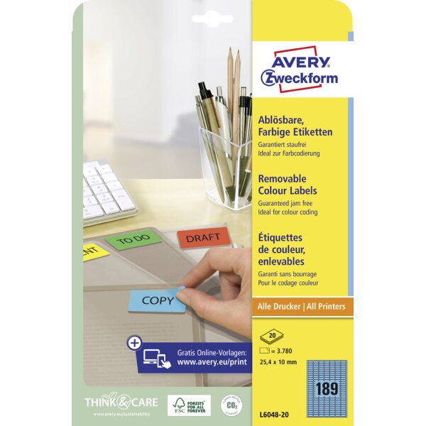AVERY Zweckform Etiquette universelle, 63,5 x 33,9 mm, jaune