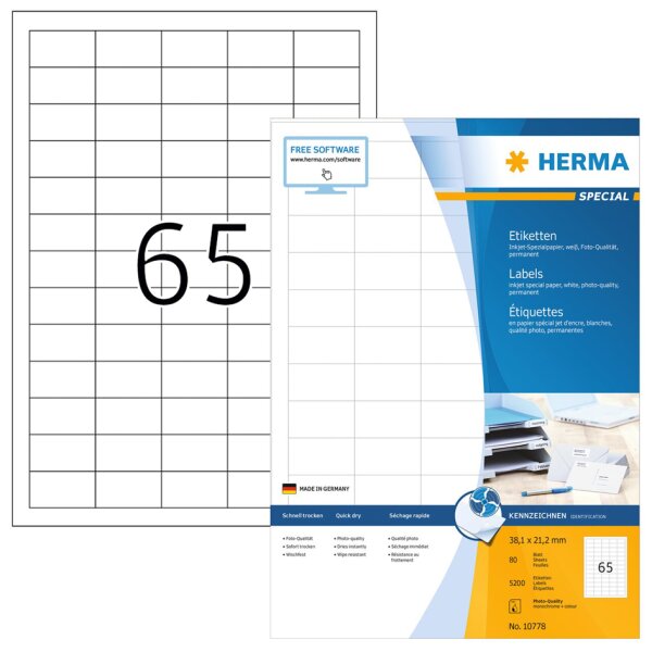 HERMA Inkjet-Etiketten, 97 x 33,8 mm, weiss