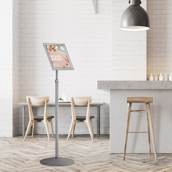 EUROPEL Porte-affiche avec cadre à clipser, A3, télescopique