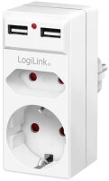 LogiLink Adapterstecker mit 2x USB-Ports, Eurosteckdose...