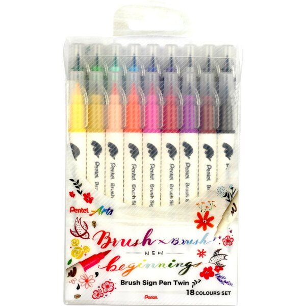 PentelArts Feutre pinceau BrushSignPen Twin, set de 18