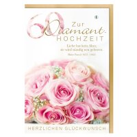 SUSY CARD Hochzeitskarte Diamanthochzeit Rosenstrauss