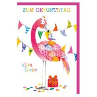 SUSY CARD Geburtstagskarte Flamingo