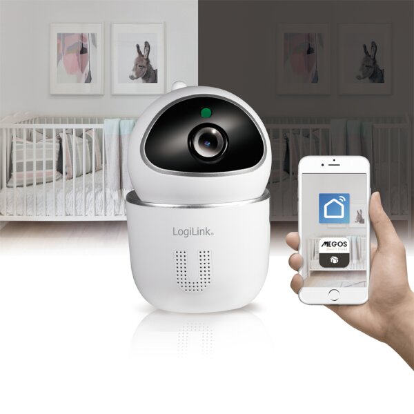 LogiLink Caméra IP Smart Wi-Fi, compatible Tuya, blanc