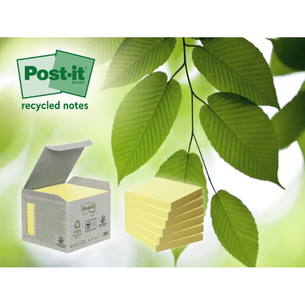 Post-it Haftnotizen Recycling z-notes, 76 x 76 mm, gelb