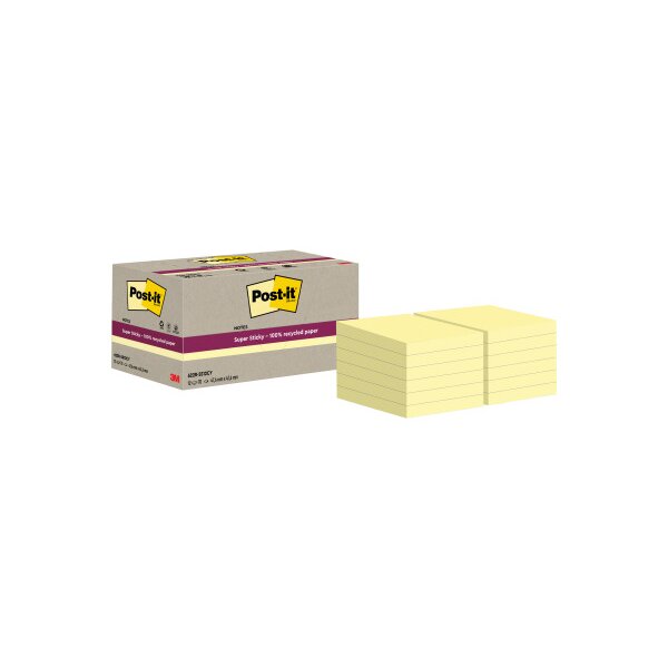 POST-IT SuperSticky Notes 47.6x47.6mm 622 RSS12CY Recycling,jaune 12x70 flls.