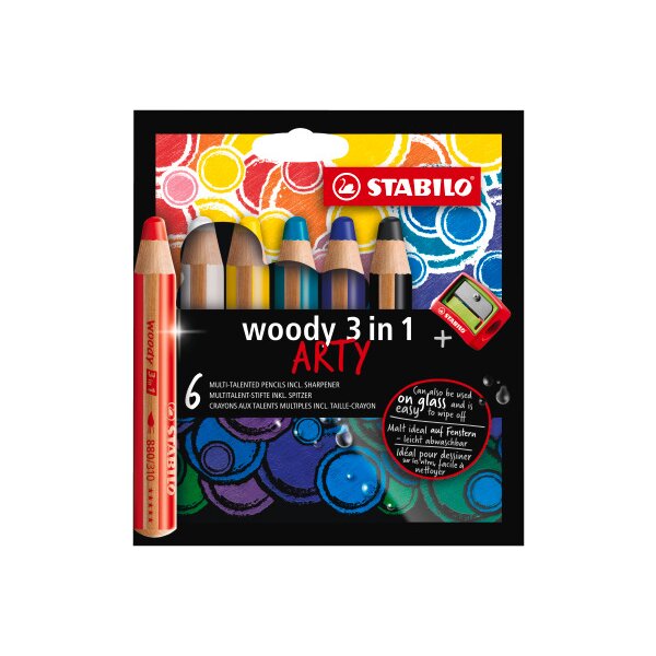 STABILO Farbstifte woody 3in1 880/6-1-20 ARTY 6 Stück