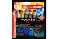 STABILO Crayon coul. Woody 3 in 1 880/6-1-20 ARTY 6 pcs.