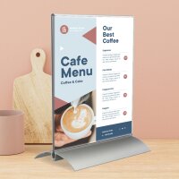 EUROPEL Tischaufsteller, DIN A4 hoch, Aluminiumsockel