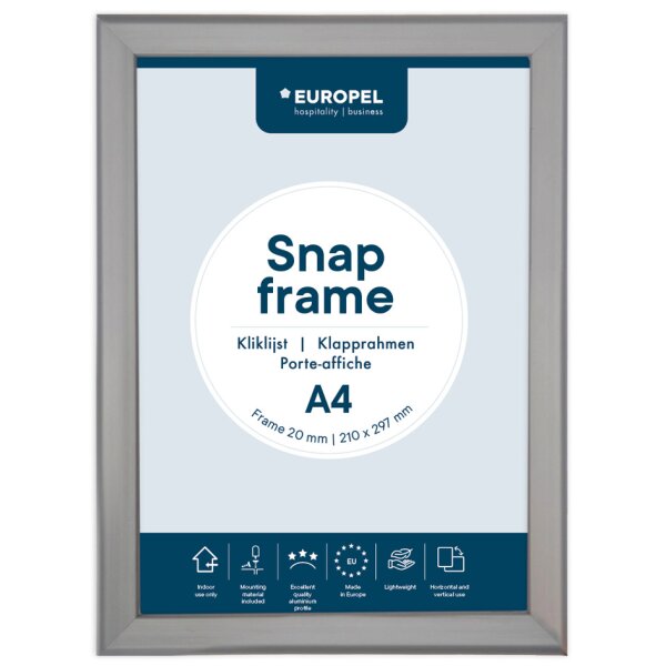 EUROPEL Plakatrahmen Premium, DIN A4, 20 mm, silber eloxiert