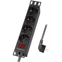 LogiLink 10" Steckdosenleiste, 4-fach, mit Schalter,...