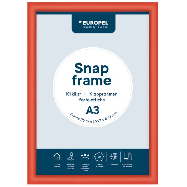 EUROPEL Cadre porte-affiche premium, A3, 25 mm, rouge
