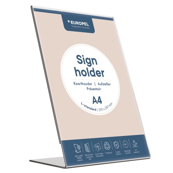 EUROPEL Tischaufsteller Acrylic, DIN A4 hoch, schräg