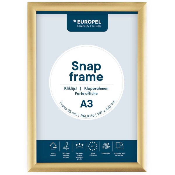 EUROPEL Cadre porte-affiche premium, A3, 25 mm, dor&eacute;