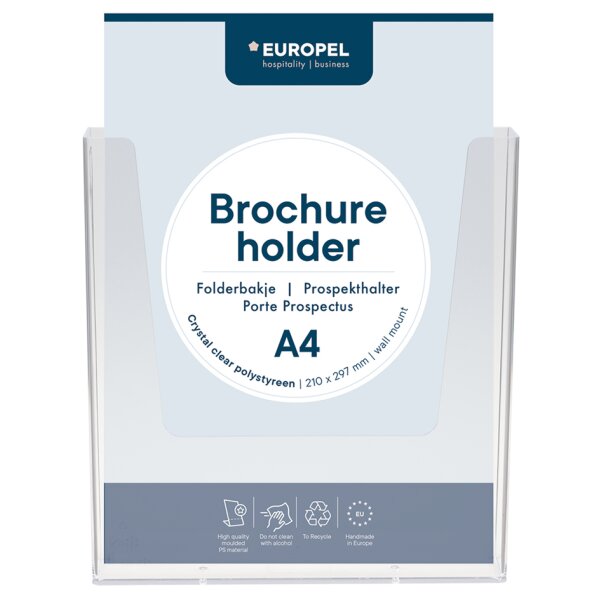 EUROPEL Porte-brochures mural, A4 portrait, transparent