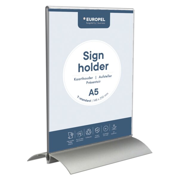 EUROPEL Tischaufsteller, 1 3 DIN A4 hoch, Aluminiumsockel