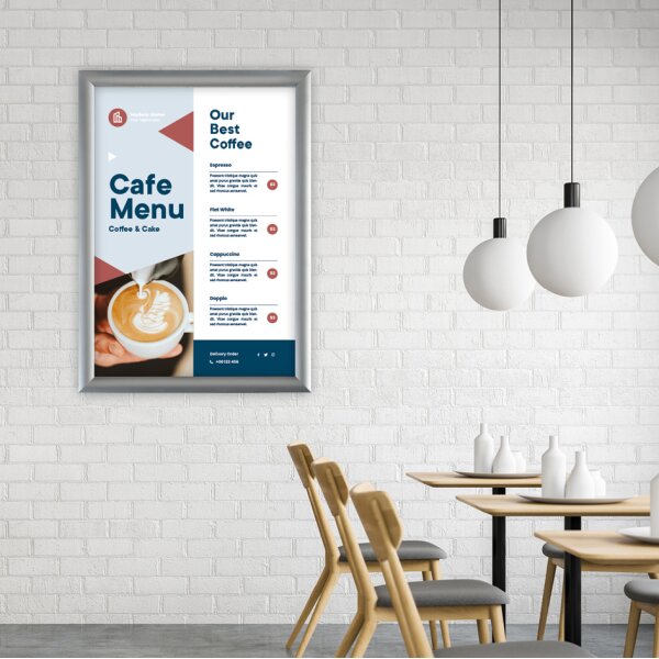 EUROPEL Plakatrahmen Premium, DIN B2, 25 mm, silber eloxiert