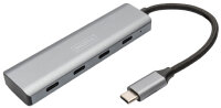 DIGITUS USB-C Hub, 4 Port, 4x USB-C 3.1 Gen 1, dunkelgrau