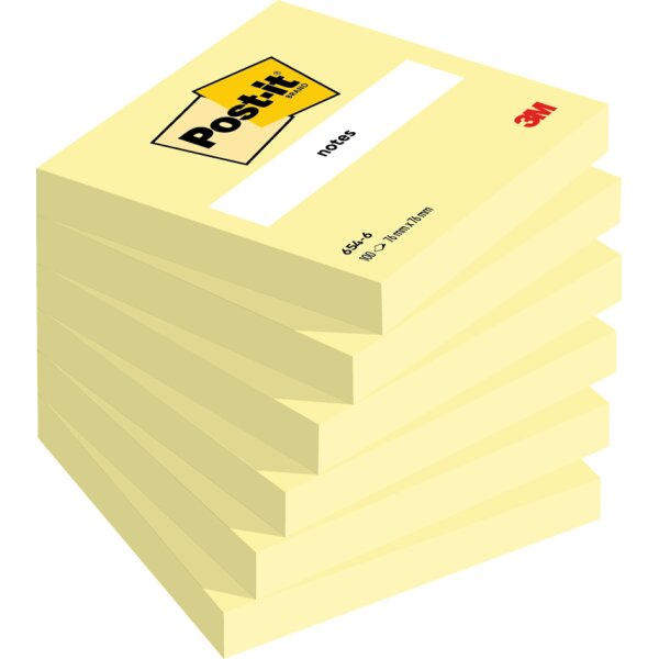 Post-it Haftnotizen notes, 76 x 76 mm, foliert, gelb