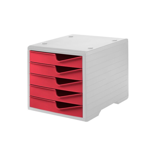 STYRO Styroswingbox 275-8430.228 grau/cranberry 5 Schubladen
