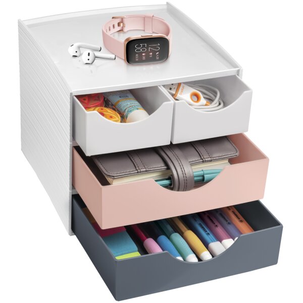 CEP Mini-Schubladenbox MyCube mineral, 4 Schübe, puderrosa
